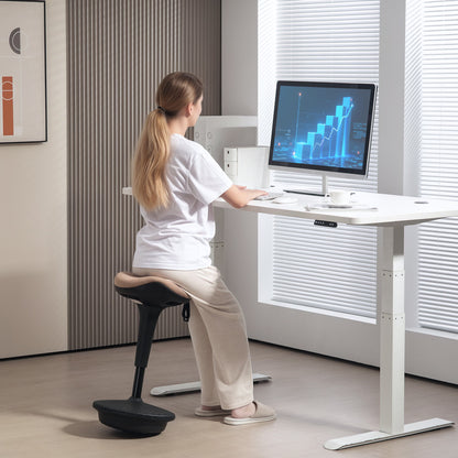 HOMCOM Balancehocker, beweglicher Sitz, drehbarer Bürohocker, höhenverstellbar, ergonomisch, 34 x 34 x 68,5-83,5 cm, Braun