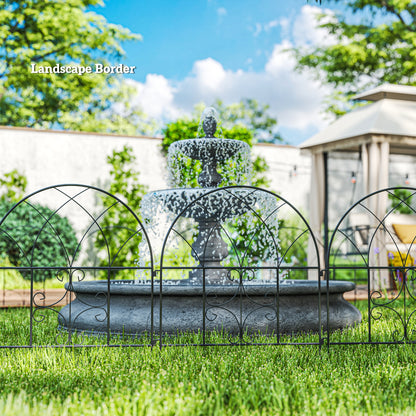 Outsunny Gartenzaun Zaun Stahl 300 cm x 70 cm hoch Dekorativer Gitterzaun Set Zaunelemente Schwarz