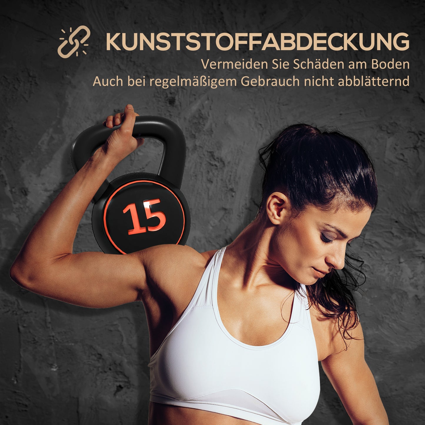 SPORTNOW Kettlebell Set, 3 Kugelhanteln 2,2kg/4,5kg/6,8kg, Kunststoffhülle, Schwarz
