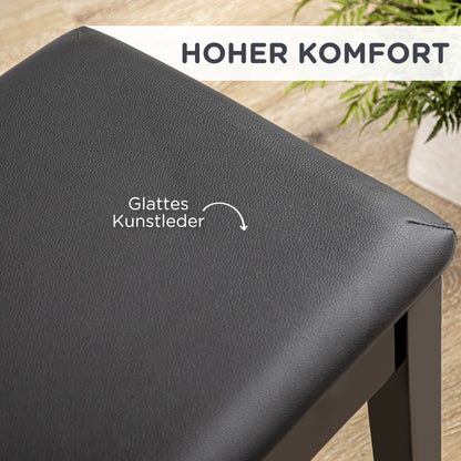 HOMCOM Klavierbank, Pianobank für 1 Person, gepolstert, Holzbeine, Schwarz