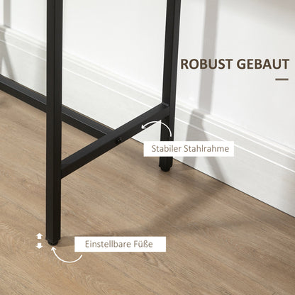 HOMCOM Bartisch-Set im Industrie-Design, 3-teilig, 1 Tisch, 2 Hocker, Schwarz + Natur