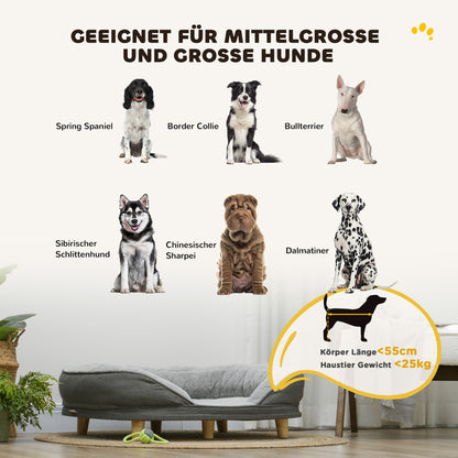 PawHut Hundebett für Hunde bis 25 kg, abnehmbarer Bezug, rutschfeste Füße, 90 x 78 x 25 cm, Grau