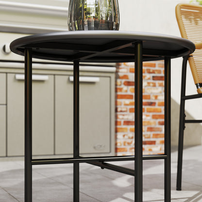 Outsunny 3-tlg. Rattan Bistroset, Sitzgruppe, Gartengarnitur mit 2 Gartensesseln, Couchtisch 54 x 66 x 76 cm Gelb