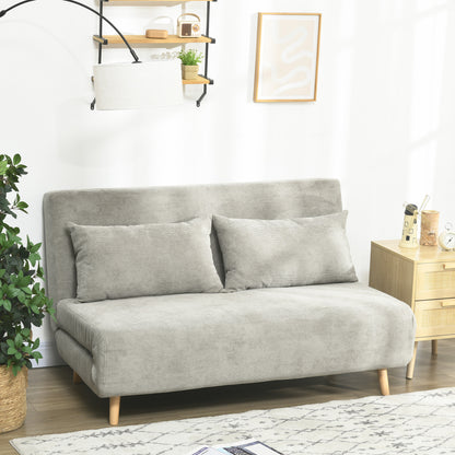 HOMCOM Schlafsofa, Gästebett, 3-fach verstellbare Rückenlehne, Leinenoptik, bis 120 kg, 141 x 90 x 81 cm, Grau
