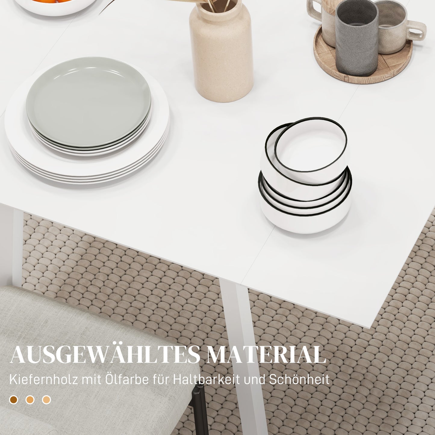 HOMCOM Esstisch Klapptisch Küchentisch, 2 aufklappbare Flächen, 110 x 86 x 75 cm, Weiß