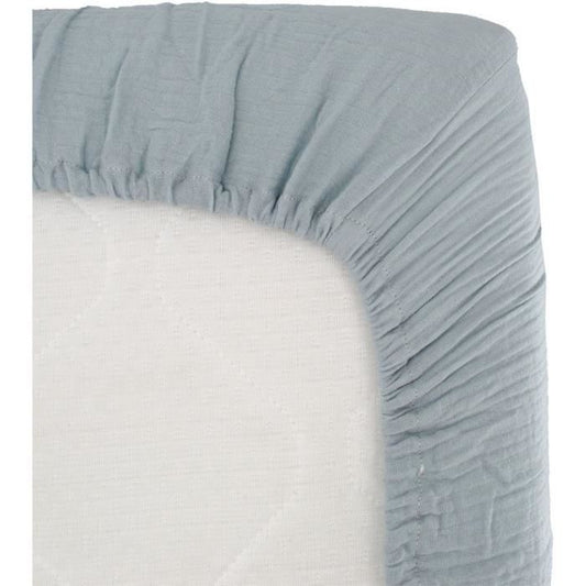 Fitted sheet - DOMIVA - 70x140 cm - Vintage blue - Cotton gauze