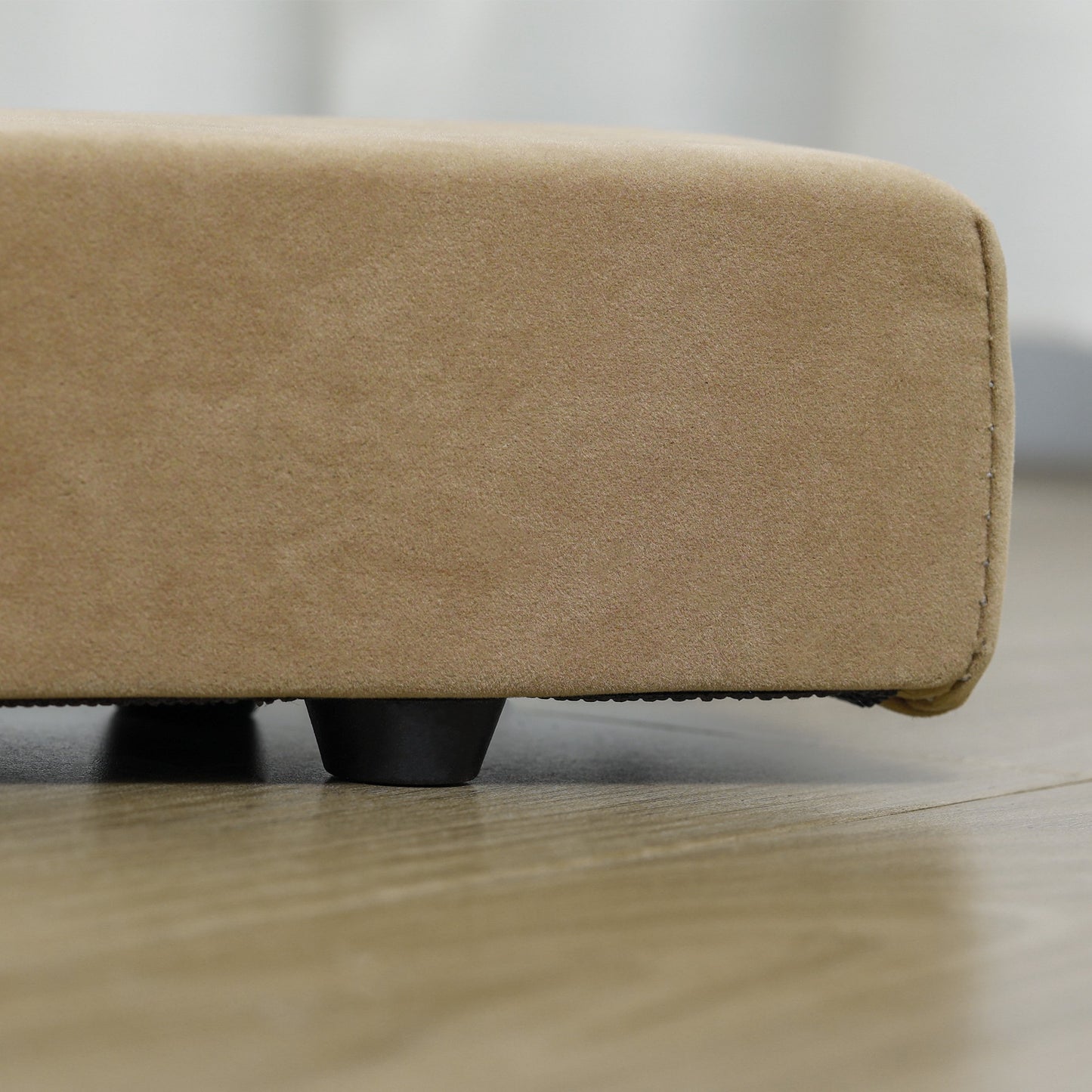 HOMCOM Faltbarer Schwebebalken, rutschfest, Wildlederbezug, robustes Holz, 210 x 10 x 6,5 cm, Braun