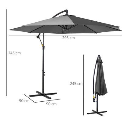 Outsunny Sonnenschirm mit Handkurbel Wetterbeständig 2,95 mx 2,95 mx 2,45 m Polyester Stahl Schwarz
