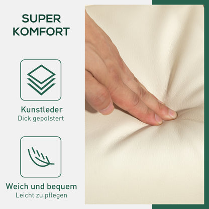 HOMCOM Relaxsessel mit Hocker, 145° neigbare Rückenlehne, 360° drehbar, Kunstleder, Cremeweiß