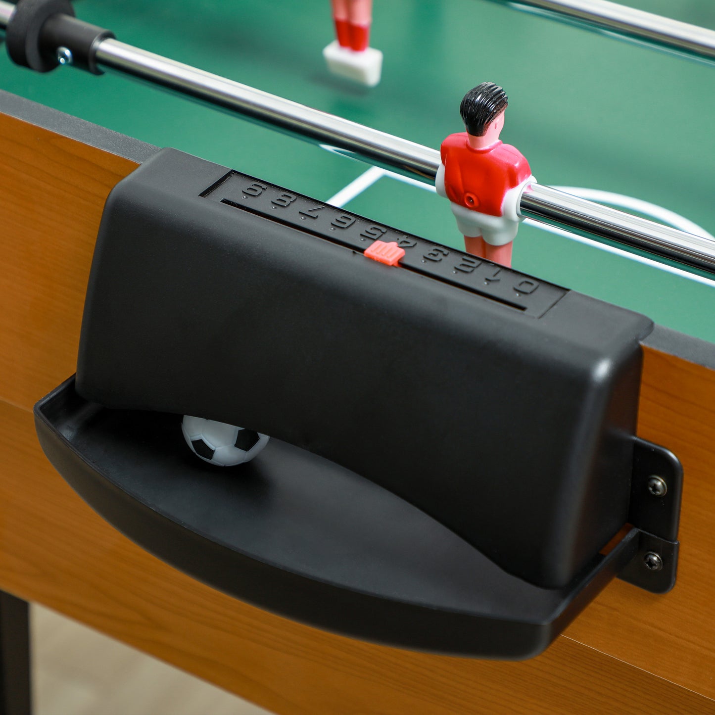 HOMCOM 4-in-1 Partyspieltisch inkl. Tischtennis, Kicker, Billard, Tischhockey, Metall, Holz, Natur+Schwarz