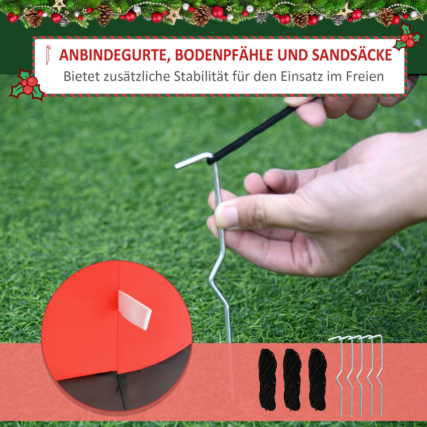 HOMCOM Weihnachtsmann, 2,40 m groß, mit LED-Beleuchtung, selbstaufblasende Gartendeko