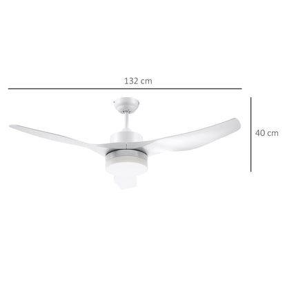 HOMCOM Deckenventilator mit LED-Licht, 2-in-1 Design, mit Timer, Fernbedienung, Deckenlampe mit Ventilator, Weiß