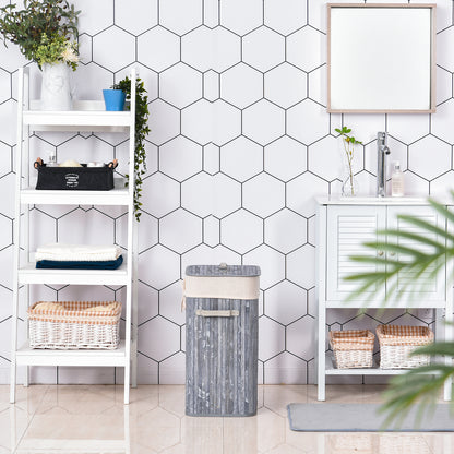 HOMCOM Wäschekorb schmal mit Deckel 72L Wäschesammler mit Griff, herausnehmbarer Wäschesack, Wäschebox für Waschküche Schlafzimmer Badezimmer, Grau