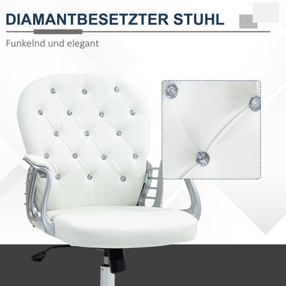 Vinsetto Bürostuhl, Ergonomisch Schreibtischstuhl mit Armlehne, Gepolsterter Rückenlehne Weiß
