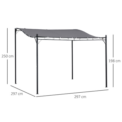 Outsunny Pergola Gartenpavillon Pavillon Überdachung Zelt Metall Grau 297x297cm