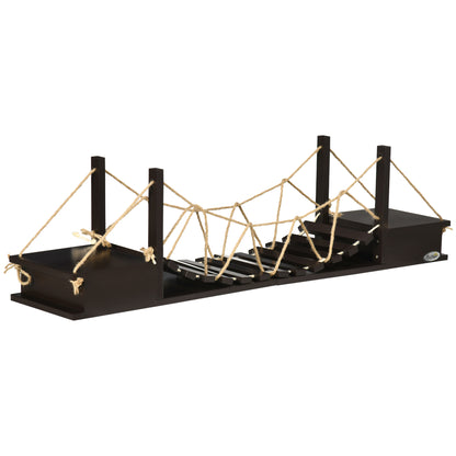 PawHut Katzenkletterwand, Katzenregal, Hängebrücke, 96 cm x 20 cm x 25,5 cm, Braun