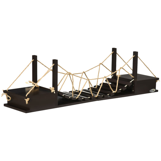 PawHut Katzenkletterwand, Katzenregal, Hängebrücke, 96 cm x 20 cm x 25,5 cm, Braun