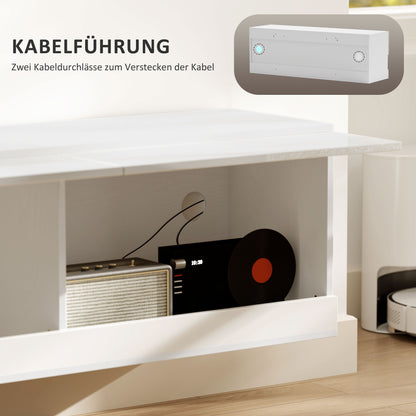 HOMCOM TV-Hängeschrank mit LED-Beleuchtung, 16 Blinkmodi, Wandmontierter TV-Schrank, Offene Regale, 120 x 35 x 40,5 cm, Weiß