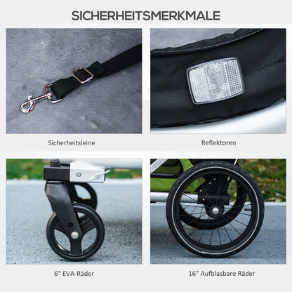 PawHut 2-i-1 Hundebuggy Hundejogger Fahrradanhänger till 20kg 2 Reflektoren 1 Sicherheitsleine 150 x 68 x 95 cm Grün