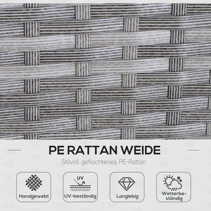 Outsunny 5-tlg. Gartenmöbel Set, Rattan Sitzgruppe mit Fußhocker, Metall, Grau, 142 x 60 x 75 cm