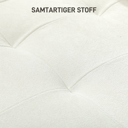 HOMCOM 3-Sitzer-Sofa mit dicken Kissen, Kautschukholz, Stoffbezug, Polstersofa für Wohnzimmer, Büro, Schlafzimmer, Cremeweiß