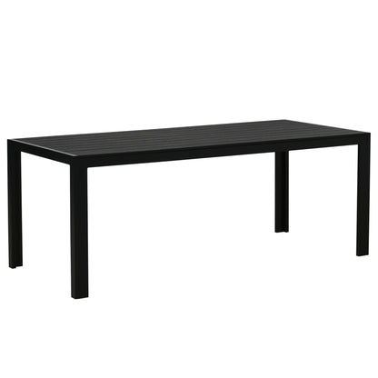 Outsunny Gartentisch Kunststoff 190 x 84,5 x 72 cm Wetterfest, Holz Optik, Holzstrukur, rutschfest Buffettisch Campingtisch Balkontisch Terrassentisch Outdoor Esstisch für Garten, Balkon Schwarz