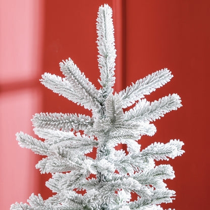 HOMCOM Weihnachtsbaum 180 cm, mit Kunstschnee, flammhemmend, schneller Auf- und Abbau, Metallbasis