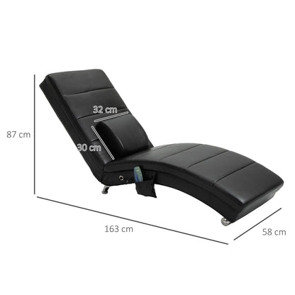 HOMCOM Relaxliege mit Massagefunktion Loungesessel Ergonomisch hohe Rückenlehn, mit Massagefunktion und Kissen mit Zero-G Design Lounge Sessel Kunstleder Metall Schaumstoff Schwarz 58 x 163 x 87 cm