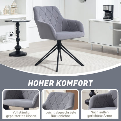 HOMCOM Akzentstuhl im Retro-Design Samtoptik 58 cm x 60,5 cm x 79 cm Stahl Grau