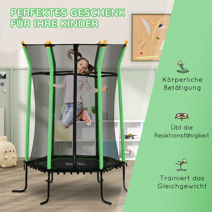 HOMCOM Trampolin für Kinder, Ø163,5 cm, mit Sicherheitsnetz, gepolstert, Stahl, belastbar bis 50 kg