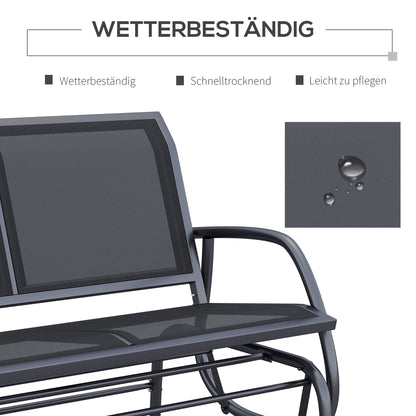 Outsunny -Sitzer Schaukelstuhl Gartenbank mit Schaukelmechanismus bis 200 kg belastbar 120 x 70 x 85 cm Schwarz