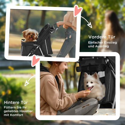 PawHut Hundewagen Hundebuggy klappbar für Hunde & Katzen bis 10 kg 75 x 45 x 97 cm Dunkelgrau