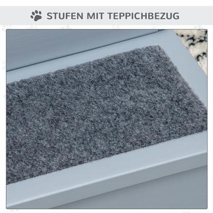 PawHut Hundetreppe 3 Stufen 38 cm Hoch Haustiertreppe für kleine bis mittelgroße Hunde Katzentreppe Hunderampe Einstiegshilfe für Bett, Sofa, Couch und Auto Grau