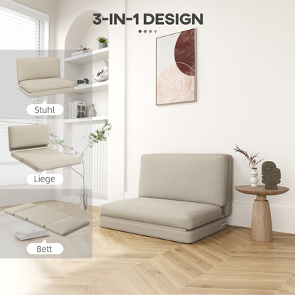 HOMCOM 2-in-1 faltbarer Relaxsessel, Gästematratze, teilbar, 120 cm breit, Beige