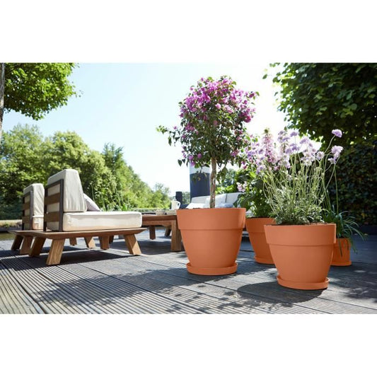 Elho Vibia Campana Round Flower Box 55 - Brown - Ø 55 x H 47 cm - outdoor - 100% recycled