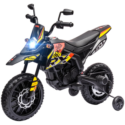 AIYAPLAY 12V Kinder-Motorrad mit Stützrädern, LED-Lichtern, Musik, USB, Elektro-Motorrad für Jungen und Mädchen, Gelb