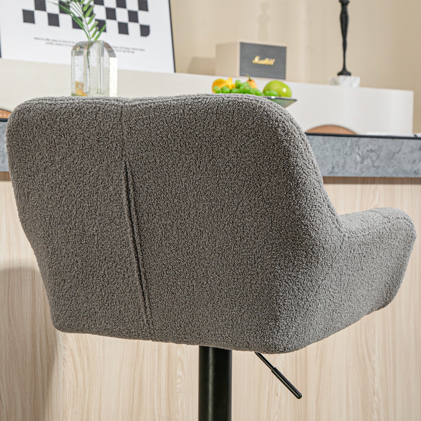 HOMCOM Barhocker 2er-Set Retro-Design höhenverstellbar Fleece-Optik Grau + Schwarz