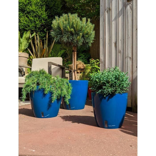 RIVIERA EVA NEW round flower box - Plastic - Diameter 46 cm - Blue