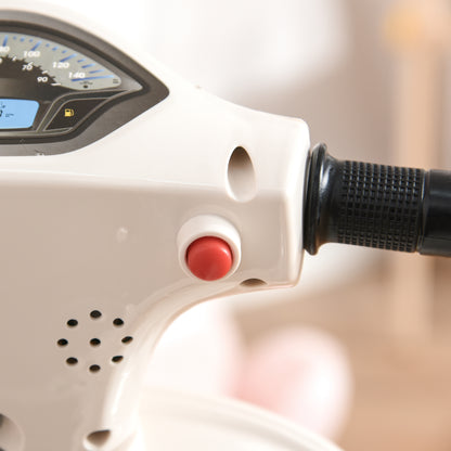 HOMCOM Elektro Kindermotorrad Vespa Elektromotorrad mit LED-Licht, Sound, Kinder Elektro Motorrad für Kinder von 18-36 Monate Weiß
