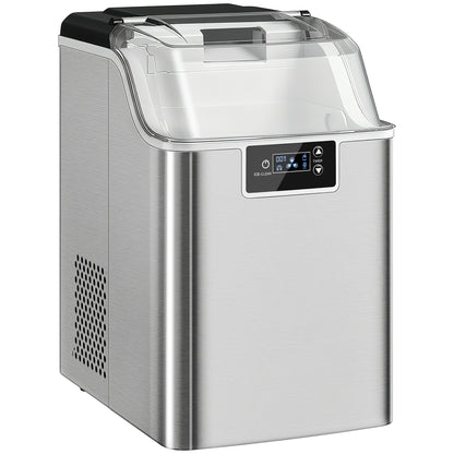 HOMCOM Eiswürfelmaschine, Eiswürfelspender, Ice-Maker, 20 kg/24h Eiswürfelbereiter mit 2,1 L Wassertank, Silber