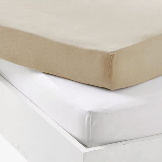 Set of 2 fitted sheets - P'TIT DODO - Jersey - 60 x 120 cm - White / Nude