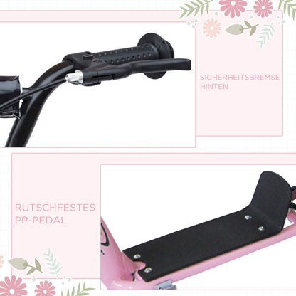 HOMCOM Tretroller, Scooter für Kinder, mit Handbremse, Ständer, 12 Zoll Räder, ab 5 Jahren, Stahl, Rosa 120 x 52 x 88 cm