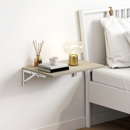 HOMCOM Wandklapptisch, 60x40 cm Klapptisch, Platzsparender Schwimmender Schreibtisch mit abgerundeten Ecken, für Homeoffice, Wohnzimmer, Schlafzimmer, Küche, Eiche