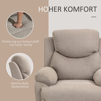 HOMCOM Relaxsessel Einzelsofa Liege 150° neigbarer Fernsehsessel Liegesessel TV-Sessel mit Schlaffunktion für Wohnzimmer Leinen Beige 93 x 88 x 102 cm