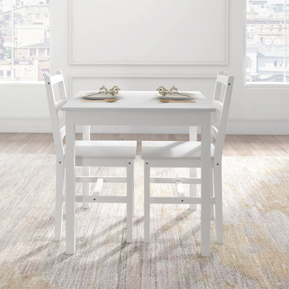 HOMCOM 3-teilige Essgruppe Sitzgruppe Tisch mit Stühlen, Massivholz, Weiß