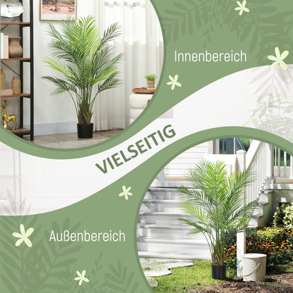 HOMCOM Künstliche Palme groß 120cm Kunstpflanze, Plastik Künstliche Pflanzen im Topf für Wohnzimmer Büro