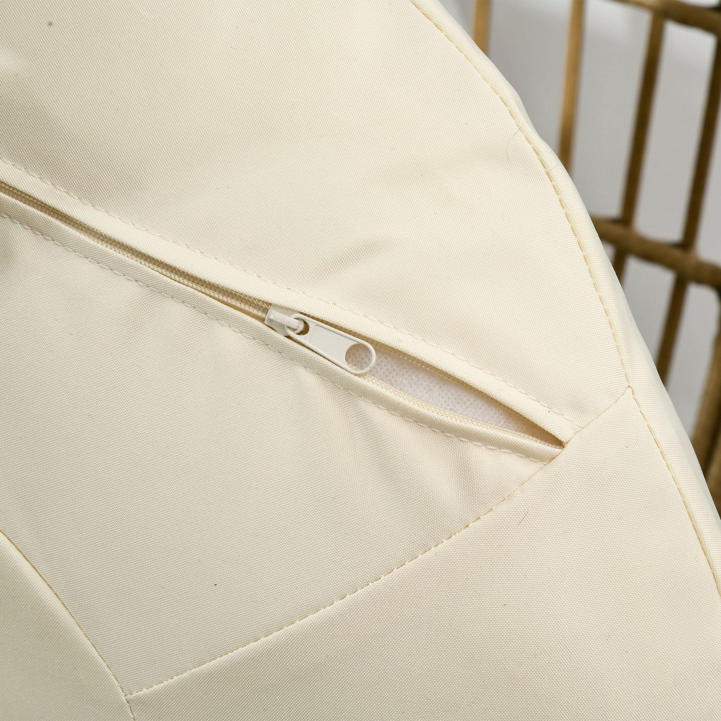 Outsunny Korbstuhl i Rattanoptik, weiche Sitzkissen, Aluminiumrahmen, khaki+beige, 105 x 90 x 148 cm