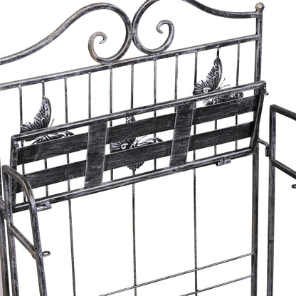 Outsunny Pflanzregal Pflanzenständer Blumenregal Blumenständer Blumentreppe Gartenregal 3 Ebenen Metall Silbergrau 44 x 25 x 96 cm