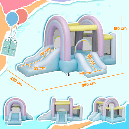 AIYAPLAY Hüpfburg, Bällebad, 2 Rutschen, Oxford-Gewebe, UV-beständig, Gebläse, Bunt