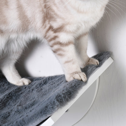 PawHut Katzenliege Katzen Wandliege Katzenbett Katzenregal Wandmontage Plüschauflage Grau 41 x 28 x 21 cm